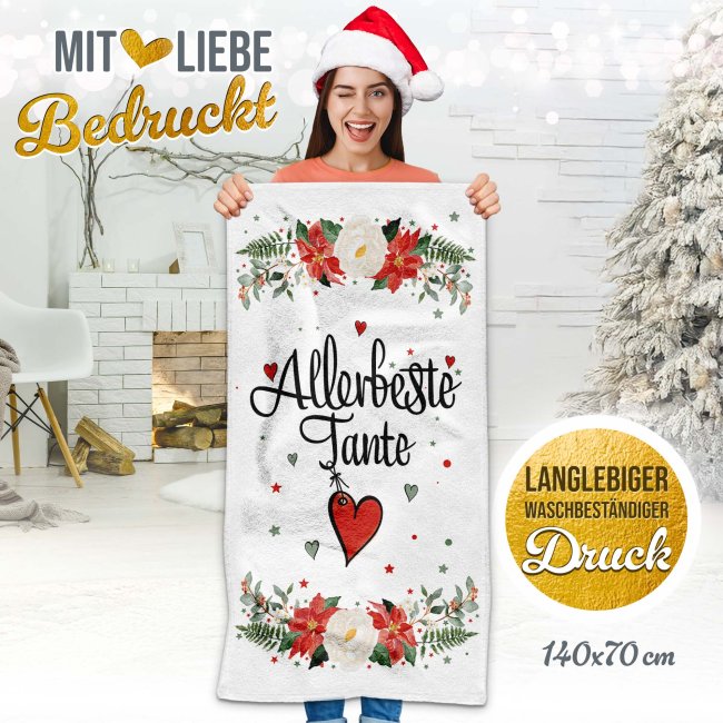 Weihnachtliches Handtuch f&uuml;r die Tante - in drei Gr&ouml;&szlig;en