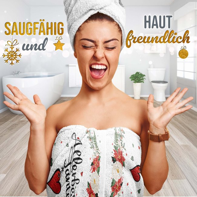 Weihnachtliches Handtuch f&uuml;r die Tante - in drei Gr&ouml;&szlig;en