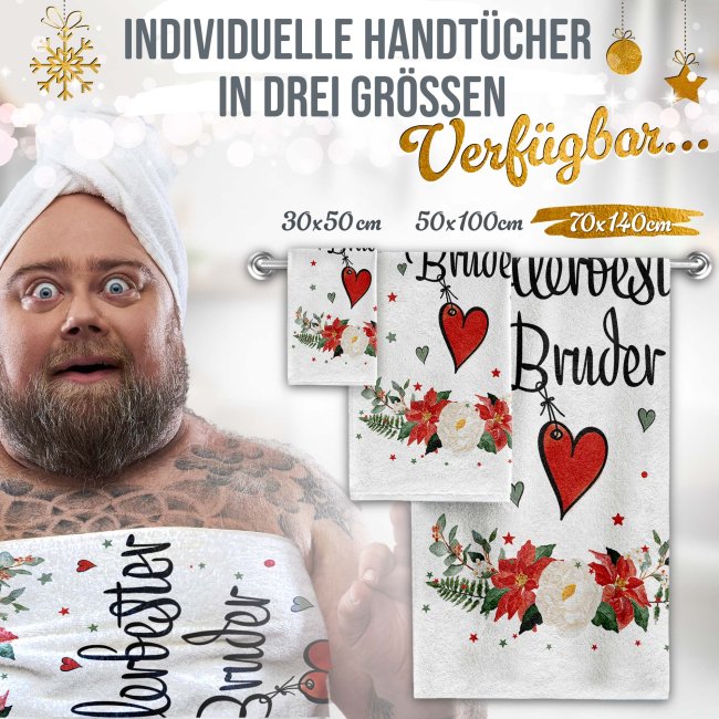 Weihnachtliches Handtuch f&uuml;r den Bruder - in drei Gr&ouml;&szlig;en