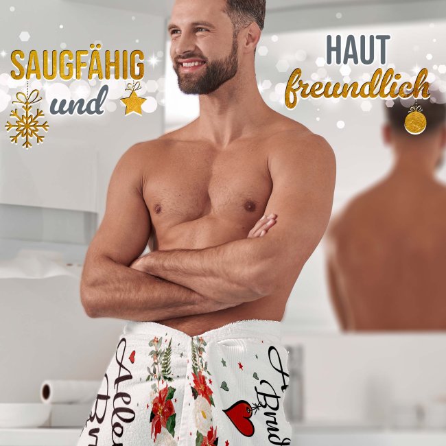Weihnachtliches Handtuch f&uuml;r den Bruder - in drei Gr&ouml;&szlig;en