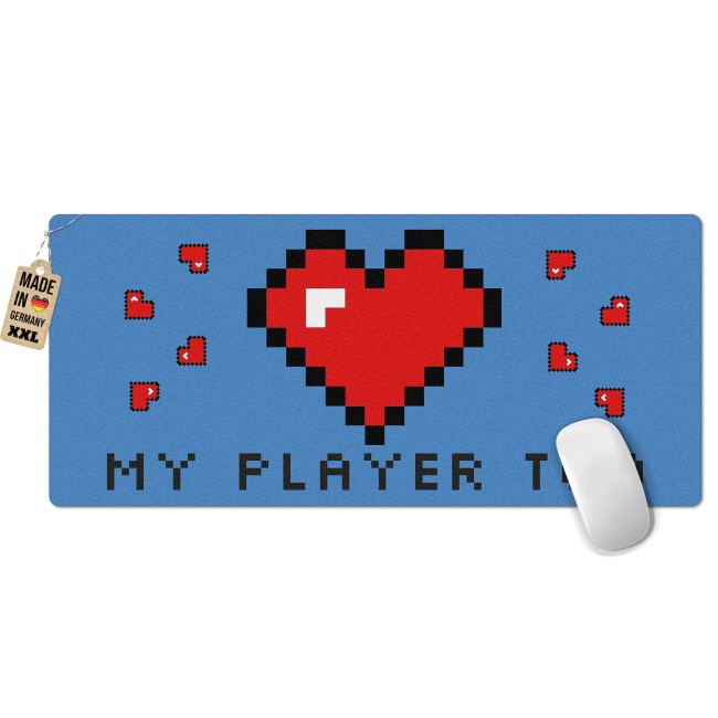 Gaming-Mousepad mit Spruch - My Player Two - 90 x 40 cm, Blau
