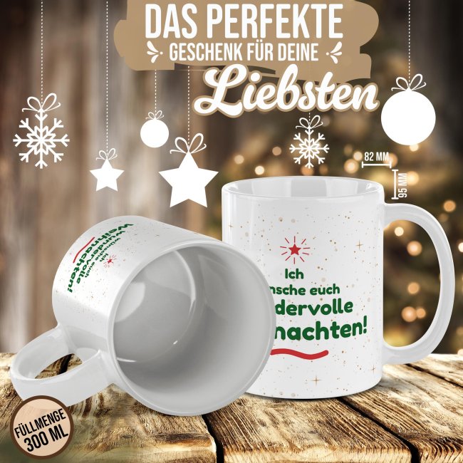 Weihnachtstasse f&uuml;r Gro&szlig;eltern - Lebkuchen- mit Wunschnamen - in 4 Farben