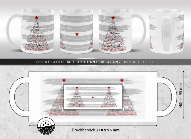 Weihnachtstasse Tannenbaum - in 5 Farben