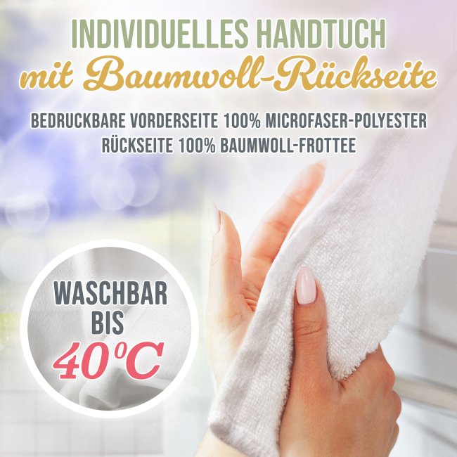 G&auml;stehandtuch bedrucken - mit Foto selbst gestalten - 50 x 30 cm Hochformat