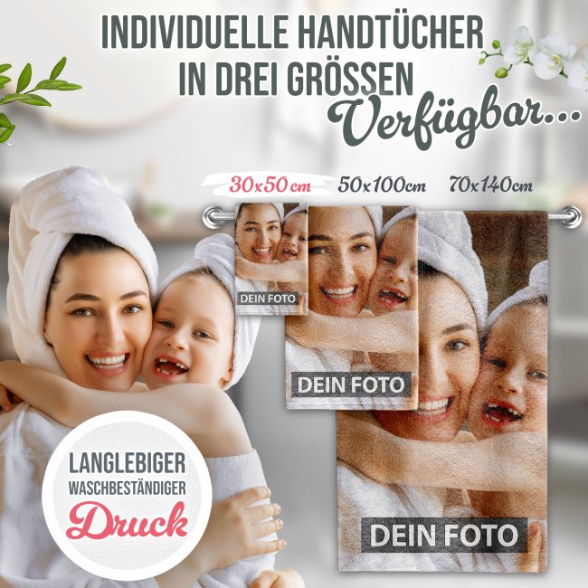 G&auml;stehandtuch bedrucken - mit Foto selbst gestalten - 50 x 30 cm Hochformat