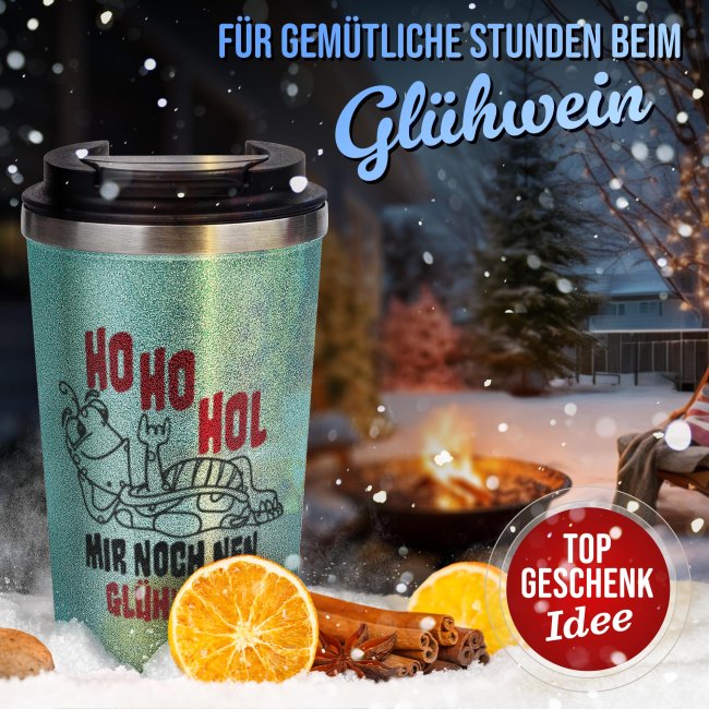 To-Go Edelstahlbecher Glitzer - Ho Ho Hol - in vier Farben