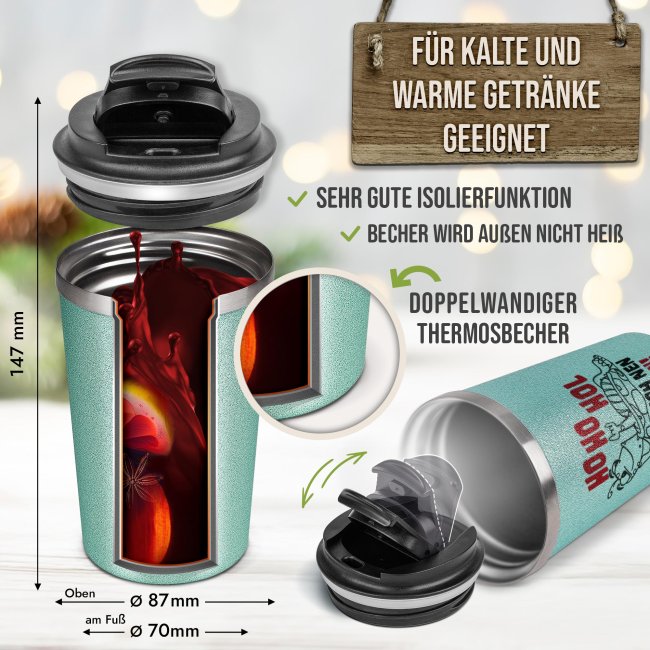 To-Go Edelstahlbecher Glitzer - Ho Ho Hol - in vier Farben