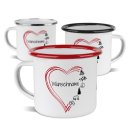 Emaille-Tasse f&uuml;r Camper - Camping Herz - mit Name -...