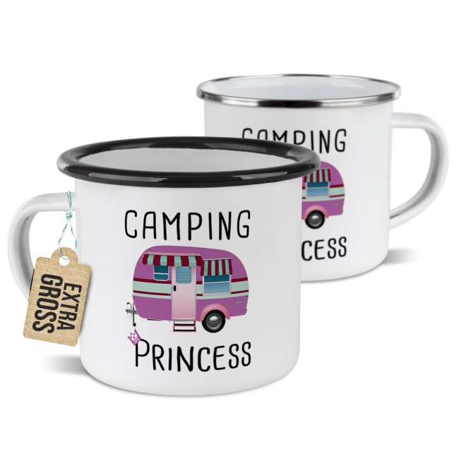 Emaille-Tasse f&uuml;r Camper - Camping Princess - 480 ml