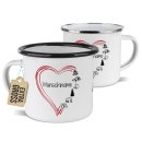 Emaille-Tasse f&uuml;r Camper - Camping Herz - mit Name -...