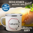 Emaille-Tasse f&uuml;r Camper - Camping Kreis - mit Name...