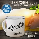 Emaille-Tasse - Be wild and free - mit Name - 480 ml