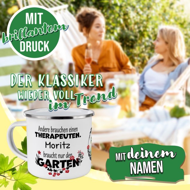 Emaille-Tasse - Andere brauchen einen Therapeuten - mit Name - 480 ml