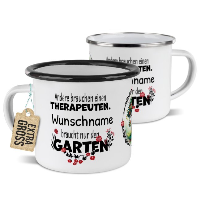 Emaille-Tasse - Andere brauchen einen Therapeuten - mit Name - 480 ml