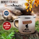 Emaille-Tasse - Wanderwoman - mit Name - 300 ml