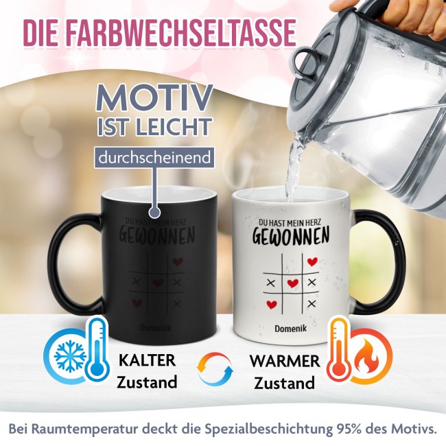 Magic Mug Zaubertasse mit Name - Du hast mein Herz gewonnen - 300 ml