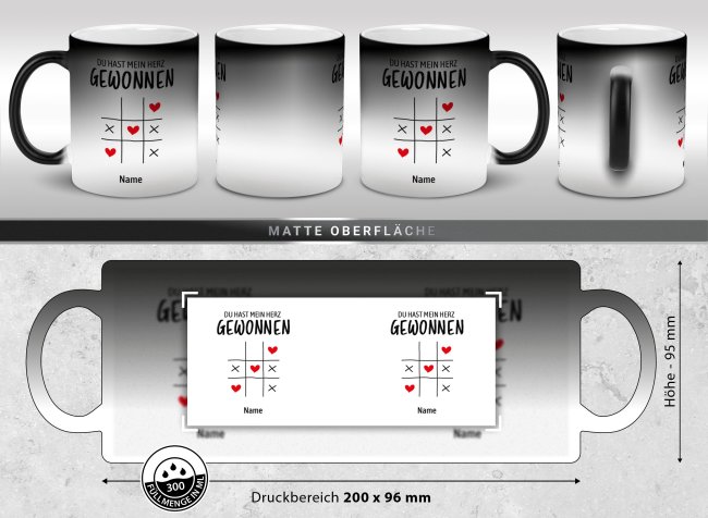 Magic Mug Zaubertasse mit Name - Du hast mein Herz gewonnen - 300 ml