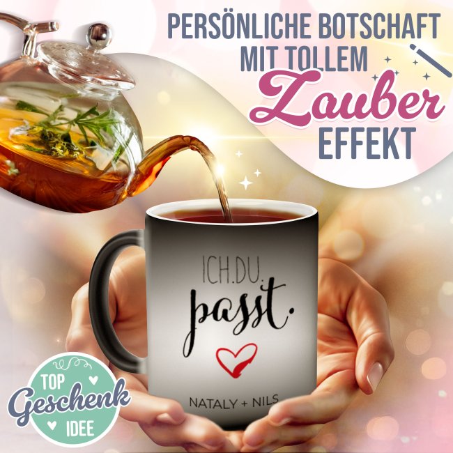 Magic Mug Zaubertasse mit Name - Ich. Du. Passt. - 300 ml