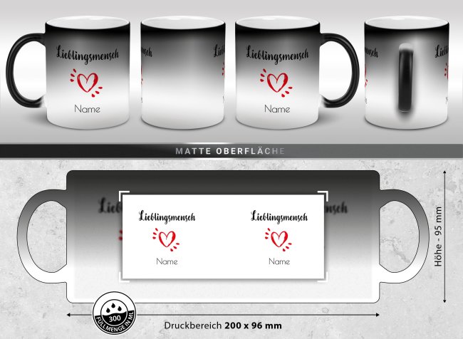 Magic Mug Zaubertasse mit Name - Lieblingsmensch - 300 ml