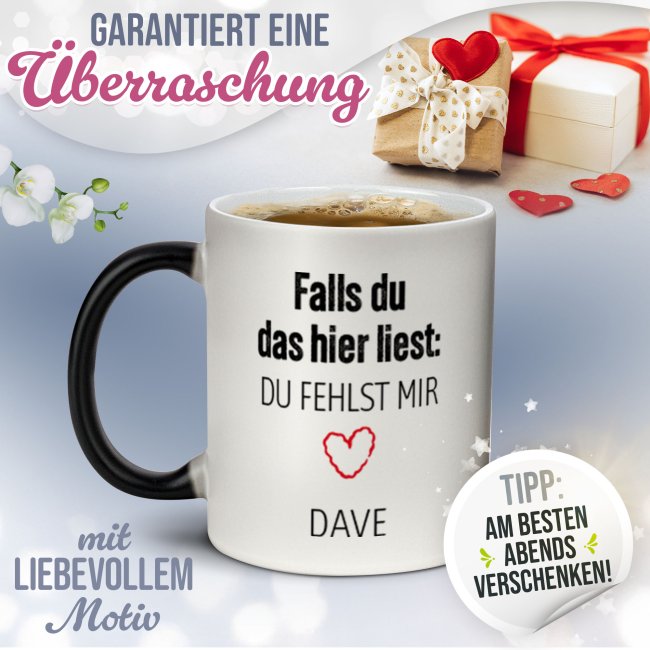 Magic Mug Zaubertasse mit Name - Du fehlst mir - 300 ml