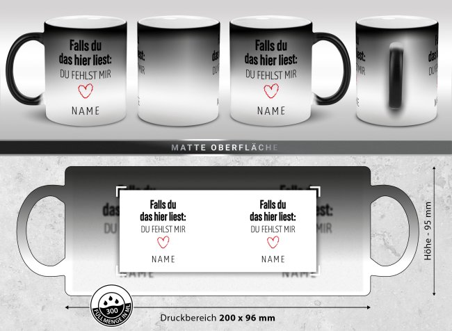 Magic Mug Zaubertasse mit Name - Du fehlst mir - 300 ml