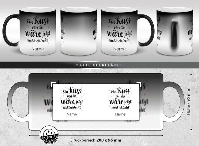 Magic Mug Zaubertasse mit Name - Ein Kuss von dir - 300 ml