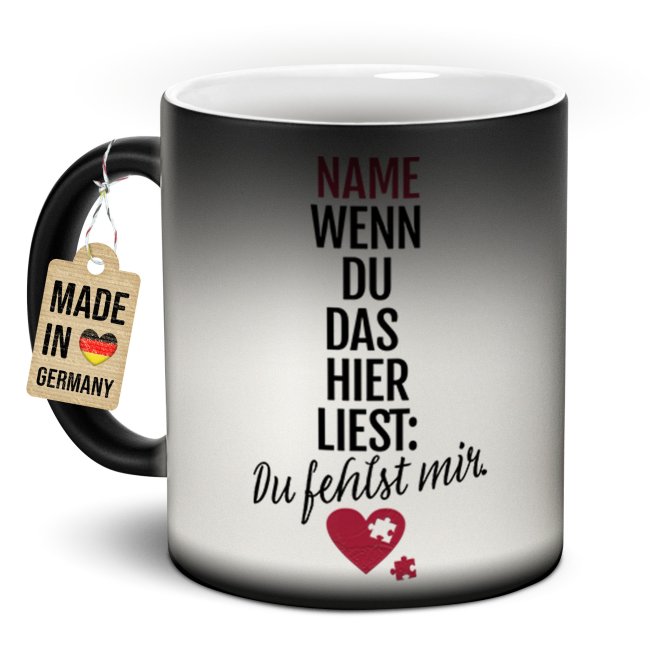 Magic Mug Zaubertasse mit Name - Du fehlst mir, Herz - 300 ml