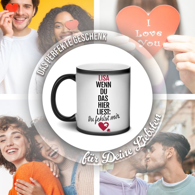 Magic Mug Zaubertasse mit Name - Du fehlst mir, Herz - 300 ml