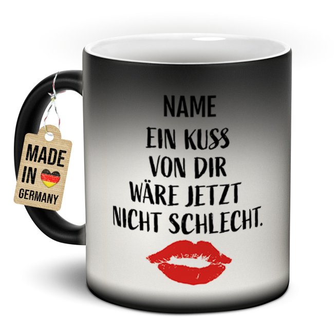 Magic Mug Zaubertasse mit Name - Ein Kuss w&auml;re jetzt nicht schlecht - 300 ml