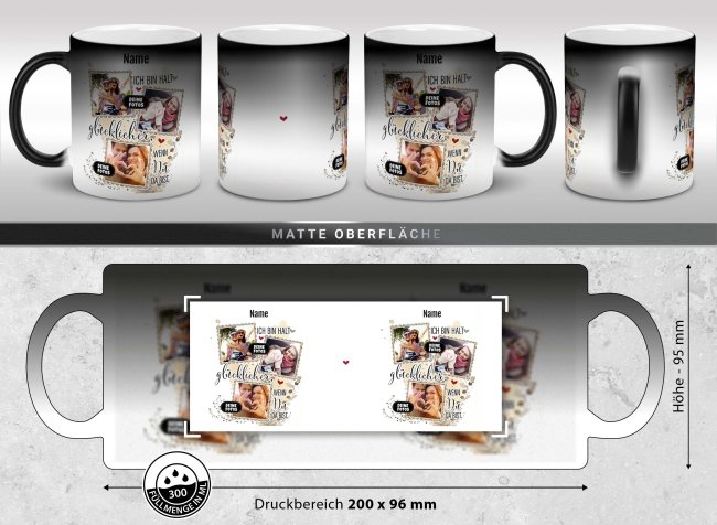 Magic Mug Zaubertasse mit Name &amp; Fotos - Gl&uuml;cklicher, wenn du da bist - 300 ml