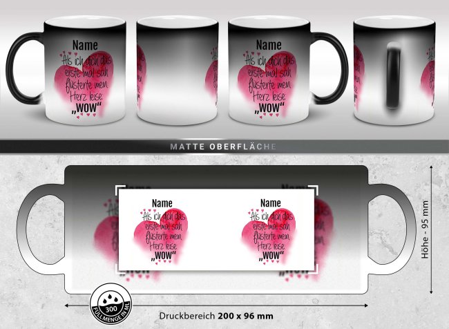 Magic Mug Zaubertasse mit Name - Als ich dich sah - 300 ml