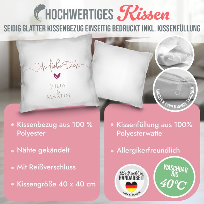 Personalisiertes Kissen - Ich liebe dich - mit Name - Wei&szlig;