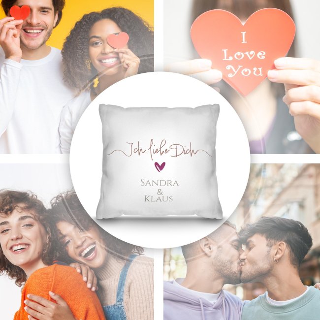 Personalisiertes Kissen - Ich liebe dich - mit Name - Wei&szlig;