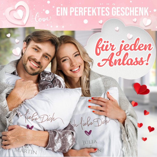 Personalisiertes Kissen - Ich liebe dich - mit Name - Wei&szlig;