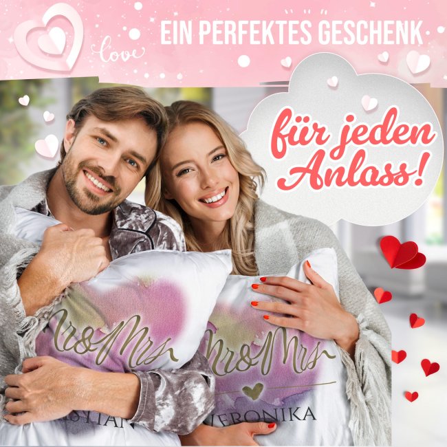 Personalisiertes Kissen - Mr. &amp; Mrs. - mit Name