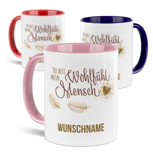 Personalisierte Tasse - Du bist mein Wohlf&uuml;hlmensch - mit Name