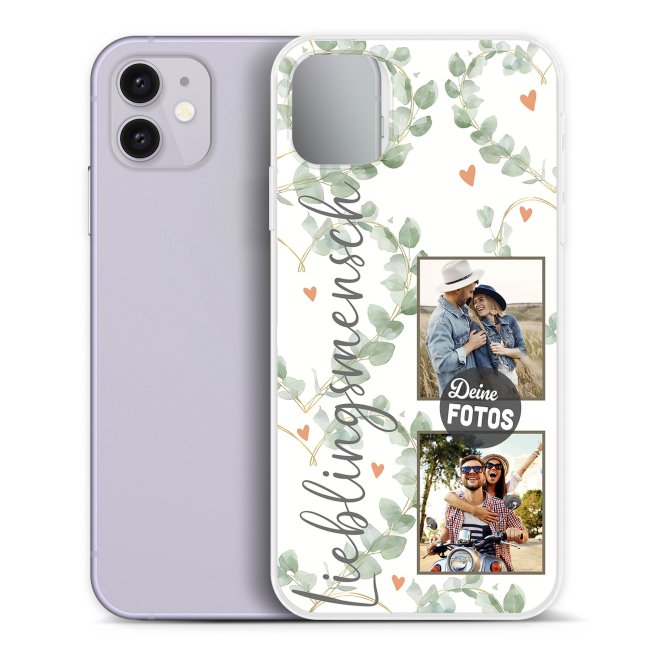 Handyh&uuml;lle mit Spruch - Lieblingsmensch mit 2 Fotos personalisieren