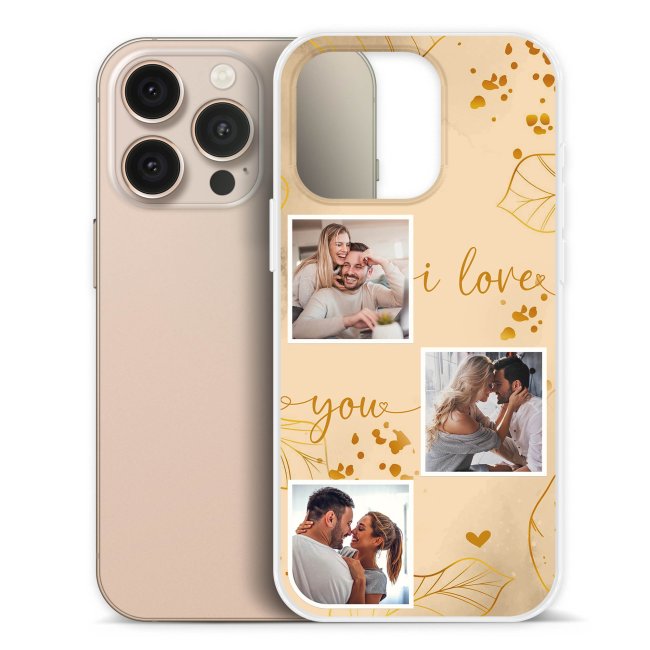 Handyh&uuml;lle mit Spruch - I love you mit 2 Fotos personalisieren