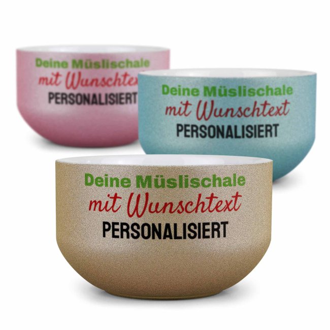 Glitzer M&uuml;slischale mit Wunschtext bedrucken - 500 ml