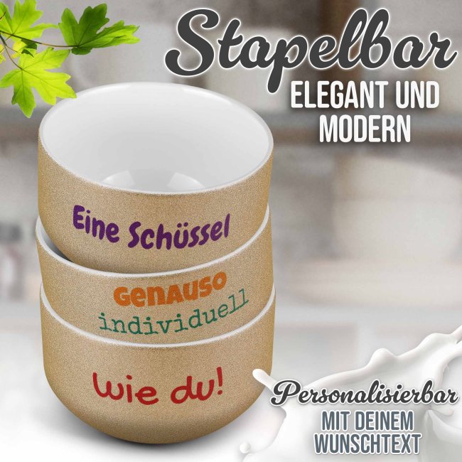 Glitzer M&uuml;slischale mit Wunschtext bedrucken - 500 ml
