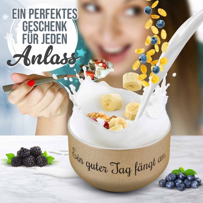 Glitzer M&uuml;slischale mit Wunschtext bedrucken - 500 ml