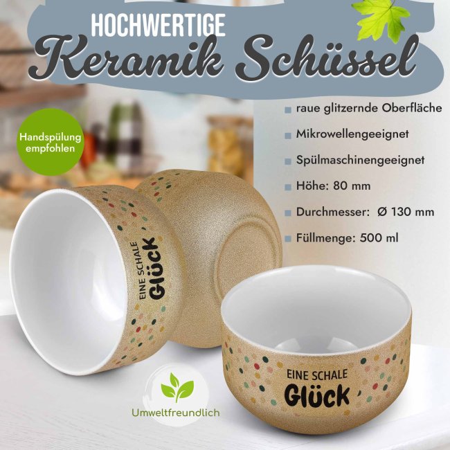 Glitzer M&uuml;slisch&uuml;ssel - Eine Schale Gl&uuml;ck - 500 ml