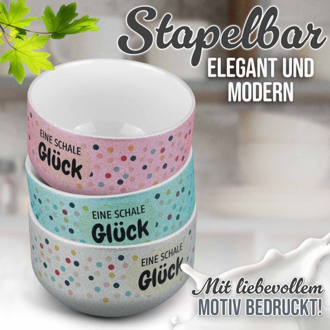 Glitzer M&uuml;slisch&uuml;ssel - Eine Schale Gl&uuml;ck - 500 ml
