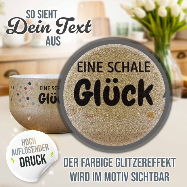 Glitzer M&uuml;slisch&uuml;ssel - Eine Schale Gl&uuml;ck - 500 ml