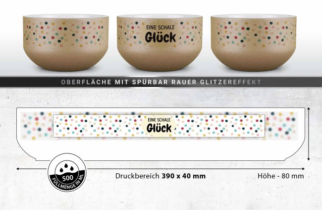 Glitzer M&uuml;slisch&uuml;ssel - Eine Schale Gl&uuml;ck - 500 ml