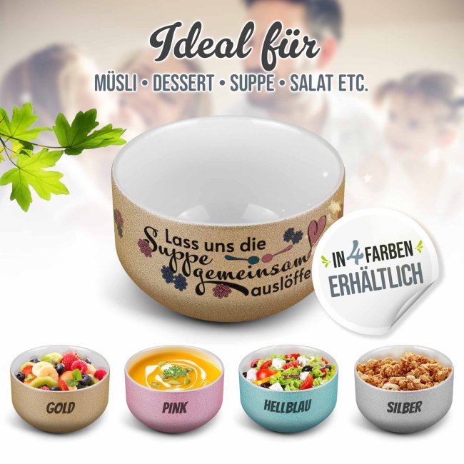 Glitzer M&uuml;slisch&uuml;ssel - Suppe gemeinsam ausl&ouml;ffeln - mit Namen - 500 ml