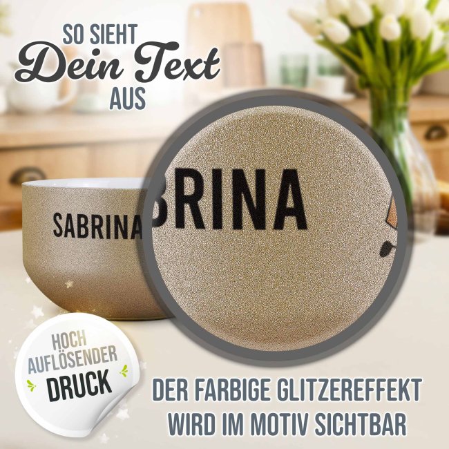 Glitzer M&uuml;slisch&uuml;ssel - Du bist die Milch zu meinem M&uuml;sli - mit Name - 500 ml