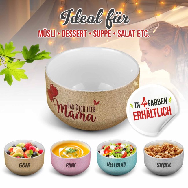 Glitzer M&uuml;slisch&uuml;ssel - Hab Dich lieb Mama - 500 ml