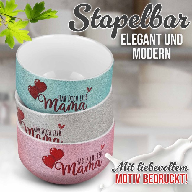 Glitzer M&uuml;slisch&uuml;ssel - Hab Dich lieb Mama - 500 ml