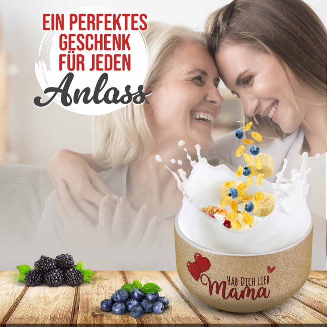 Glitzer M&uuml;slisch&uuml;ssel - Hab Dich lieb Mama - 500 ml